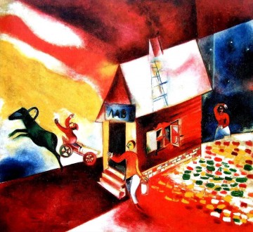Marc Chagall œuvres - Burning House contemporain de Marc Chagall